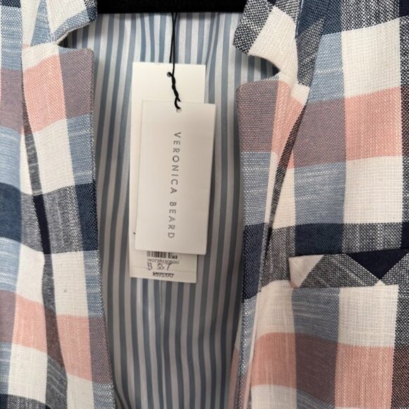 NWT Veronica Bear Women's Pink and Blue Plaid Upcollar Blazer - Size 16 - Picture 2 of 8